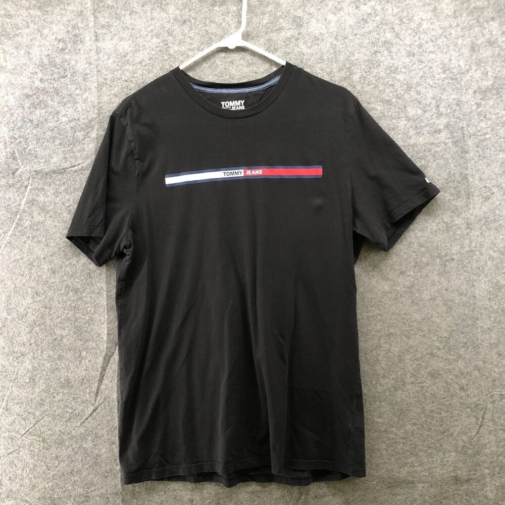Tommy Jeans‎ Regular Fit Graphic T-Shirt Mens L Black Logo Print Crewneck Cotton